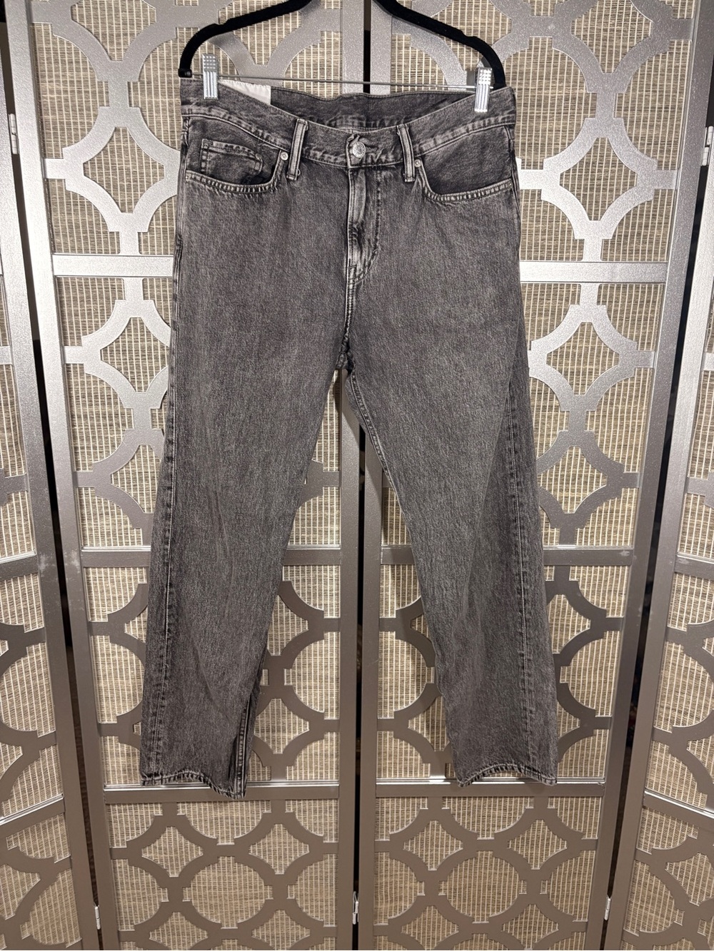 H&M Men's Washed Black/Grey Straight Jeans